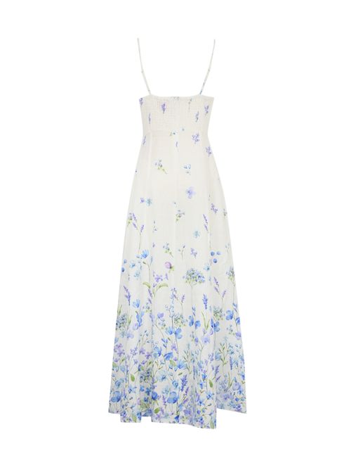 Abito Guadalupe in lino con stampa floreale Bianco/Blu Mc2 Saint Barth | GUADALUPE05784H LINEN FLOWER BLUE 01